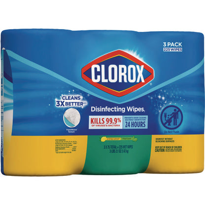 Disinfecting Wipes, Bleach Free Cleaning Wipes, 1-ply, 7 X 8, Fresh Scent/citrus Blend, White, 75/canister, 3/pack, 4/carton
