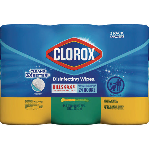 Disinfecting Wipes, Bleach Free Cleaning Wipes, 1-ply, 7 X 8, Fresh Scent/citrus Blend, White, 75/canister, 3/pack, 4/carton
