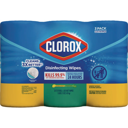 Disinfecting Wipes, Bleach Free Cleaning Wipes, 1-ply, 7 X 8, Fresh Scent/citrus Blend, White, 75/canister, 3/pack, 4/carton