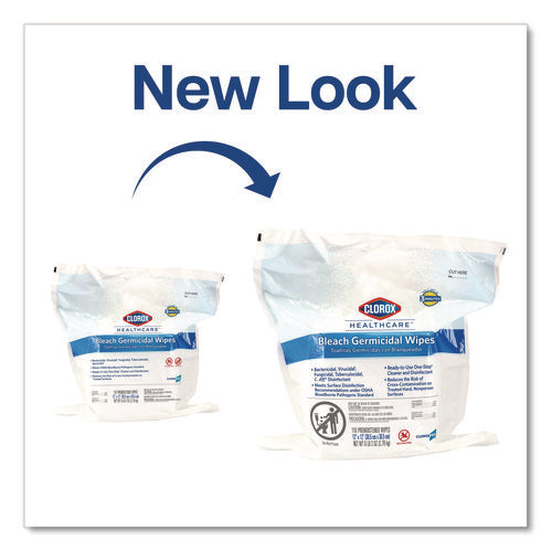 Bleach Germicidal Wipes, Refill For Bucket, 1-ply, 12 X 12, Unscented, White, 110/pouch