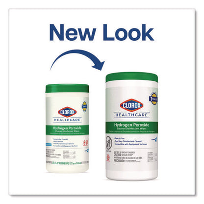 Hydrogen Peroxide Cleaner Disinfectant Wipes, 9 X 6.75, Unscented, White, 95/canister, 6 Canisters/carton
