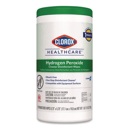 Hydrogen Peroxide Cleaner Disinfectant Wipes, 6.75 X 5.75, Unscented, 155 Wipes/canister