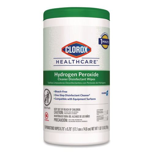 Hydrogen Peroxide Cleaner Disinfectant Wipes, 6.75 X 5.75, Unscented, 155 Wipes/canister