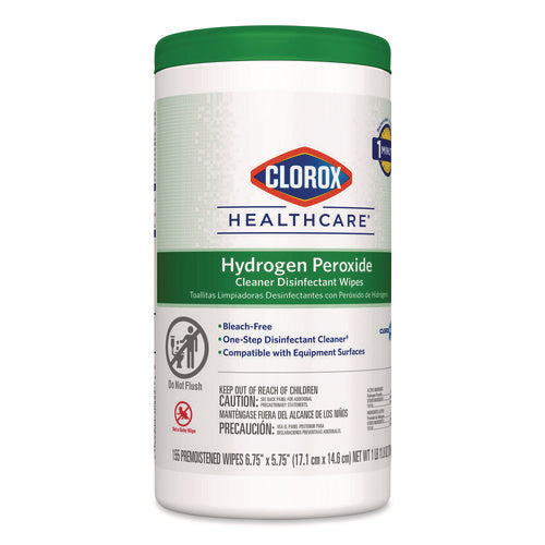 Hydrogen Peroxide Cleaner Disinfectant Wipes, 6.75 X 5.75, Unscented, 155 Wipes/canister