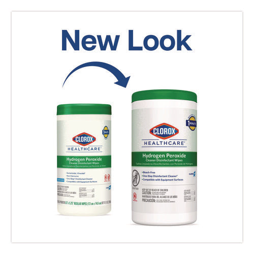 Hydrogen Peroxide Cleaner Disinfectant Wipes, 6.75 X 5.75, Unscented, 155 Wipes/canister