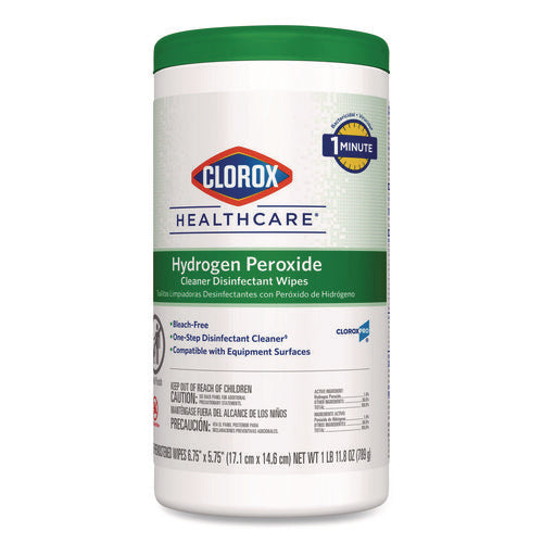 Hydrogen Peroxide Cleaner Disinfectant Wipes, 5.75 X 6.75, Unscented, White, 155/canister, 6 Canisters/carton