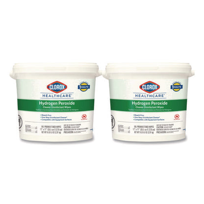 Hydrogen Peroxide Cleaner Disinfectant Wipes, 12 X 11, Unscented, White, 185/bucket, 2 Buckets/carton