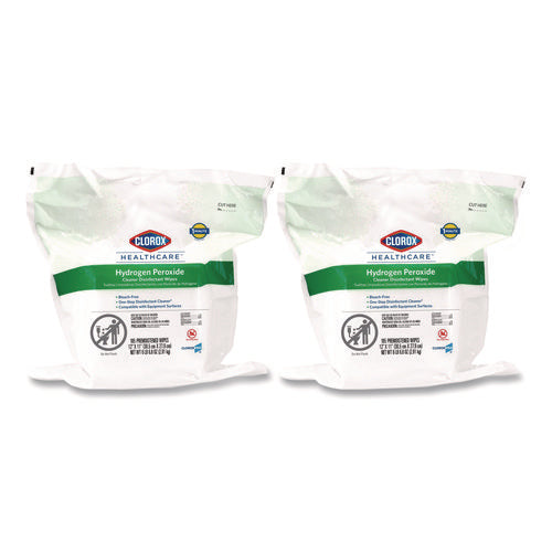 Hydrogen Peroxide Cleaner Disinfectant Wipes, 12 X 11, Unscented, White, 185/pack, 2 Packs/carton