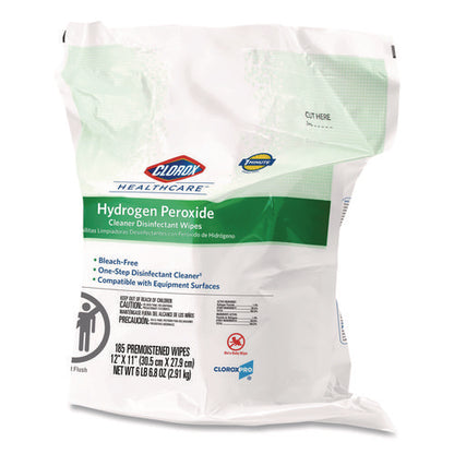 Hydrogen Peroxide Cleaner Disinfectant Wipes, 12 X 11, Unscented, White, 185/pack, 2 Packs/carton