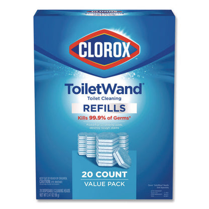 Disinfecting Toiletwand Refill Heads, Toilet Cleaning Scrubbing Pads, Blue/white, 20/pack