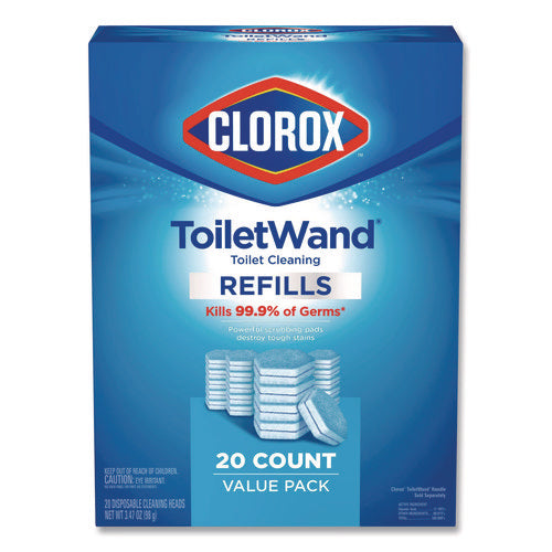 Disinfecting Toiletwand Refill Heads, Toilet Cleaning Scrubbing Pads, Blue/white, 20/pack