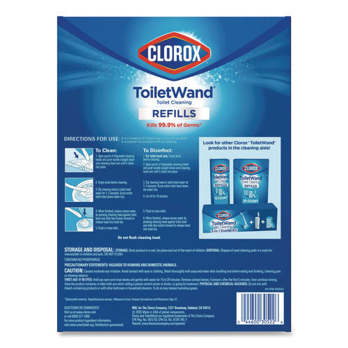 Disinfecting Toiletwand Refill Heads, Toilet Cleaning Scrubbing Pads, Blue/white, 20/pack