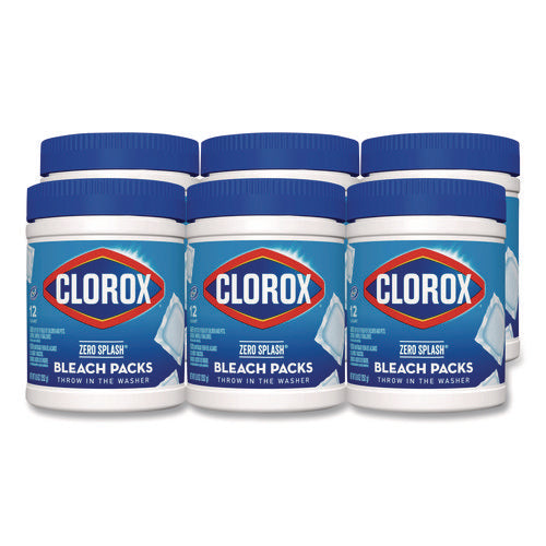 Zero Splash Bleach Packs, Regular, 12 Packs/canister, 6 Canisters/carton