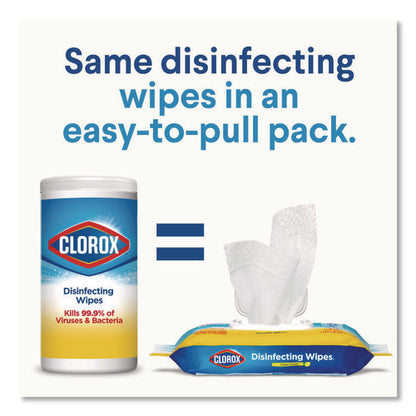 Disinfecting Cleaning Wipes, Flex Pack, 1-ply, 8 X 7, Lemon Scent, White, 75 Towels/box
