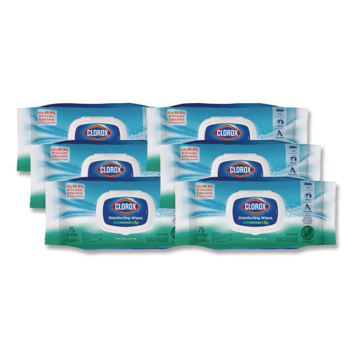 Disinfecting Cleaning Wipes, Flex Pack, 1-ply, 8 X 7, Fresh Scent, White, 75 Towels/box, 6 Boxes/carton