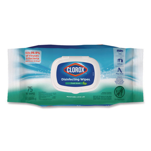 Disinfecting Cleaning Wipes, Flex Pack, 1-ply, 8 X 7, Fresh Scent, White, 75 Towels/box