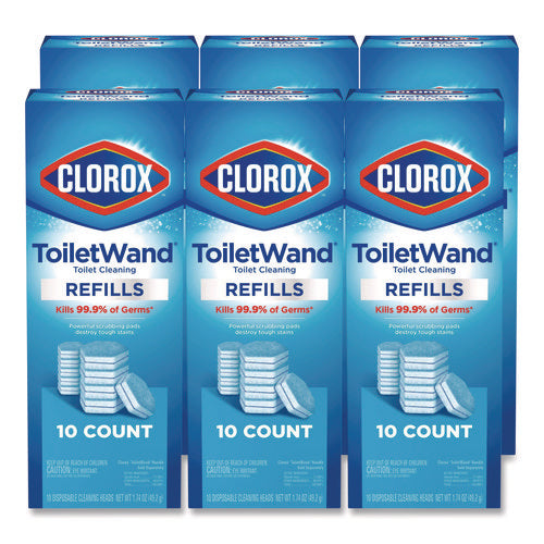 Disinfecting Toiletwand Refill Heads, Toilet Cleaning Scrubbing Pads, Blue/white, 10/pack, 6 Packs/carton