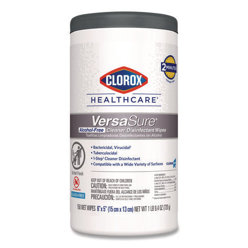 Versasure Cleaner Disinfectant Wipes, 1-ply, 6 X 5, Fragranced, White, 150 Towels/canister