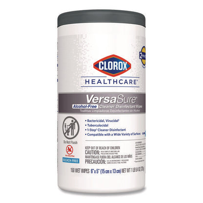 Versasure Cleaner Disinfectant Wipes, 1-ply, 6 X 5, Fragranced, White, 150/canister, 6 Canisters/carton