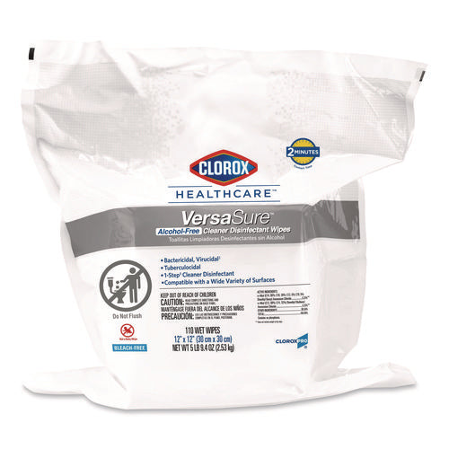 Versasure Cleaner Disinfectant Wipes, Refill, 1-ply, 12 X 10, Fragranced, White, 110/pouch