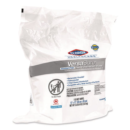 Versasure Cleaner Disinfectant Wipes, Refill, 1-ply, 12 X 10, Fragranced, White, 110/pouch, 2 Pouches/carton