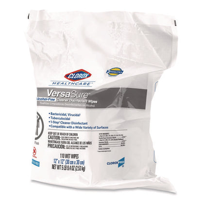 Versasure Cleaner Disinfectant Wipes, Refill, 1-ply, 12 X 10, Fragranced, White, 110/pouch, 2 Pouches/carton