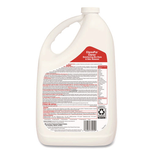 Disinfecting Bio Stain And Odor Remover, Fragranced, 128 Oz Refill Bottle, 4/carton