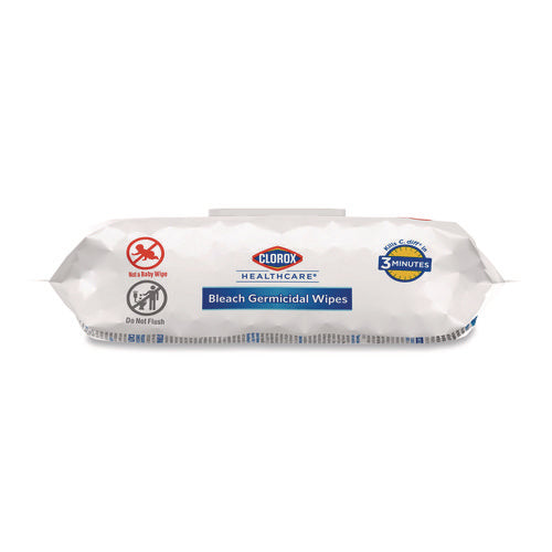 Bleach Germicidal Wipes, Disinfectant Wipes, 1-ply, 6.75 X 9, Unscented, White, 100 Wipes/flex-pack, 6 Flex-packs/carton