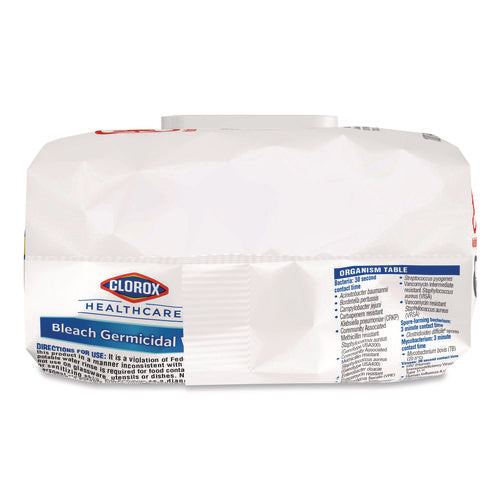 Bleach Germicidal Wipes, Disinfectant Wipes, 1-ply, 6.75 X 9, Unscented, White, 100 Wipes/flex-pack, 6 Flex-packs/carton