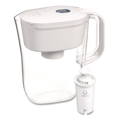 Small 6-cup Water Filter Pitcher With 1 Standard Filter, Denali, White, 2/carton