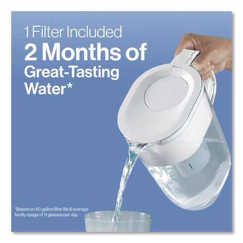 Small 6-cup Water Filter Pitcher With 1 Standard Filter, Denali, White