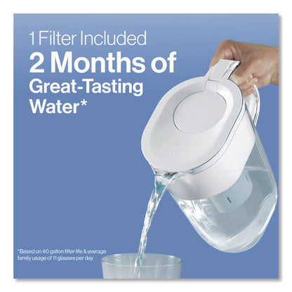 Small 6-cup Water Filter Pitcher With 1 Standard Filter, Denali, White