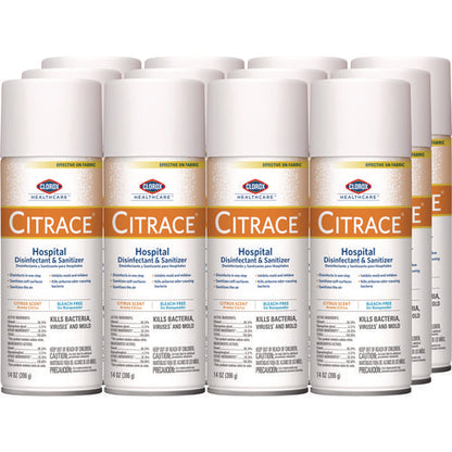 Citrace Hospital Disinfectant And Sanitizer, Citrus, 14 Oz Aerosol Spray, 12/carton