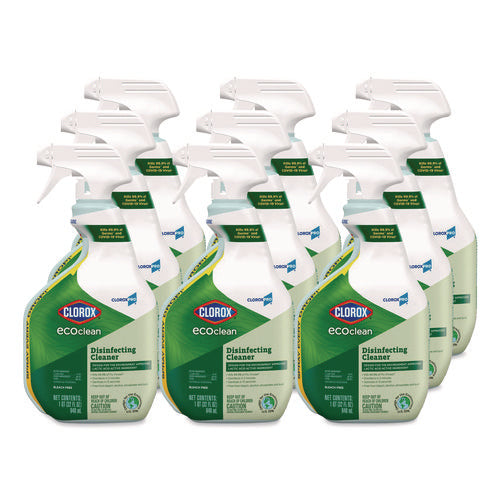 Clorox Pro Ecoclean Disinfecting Cleaner, Unscented, 32 Oz Spray Bottle, 9/carton