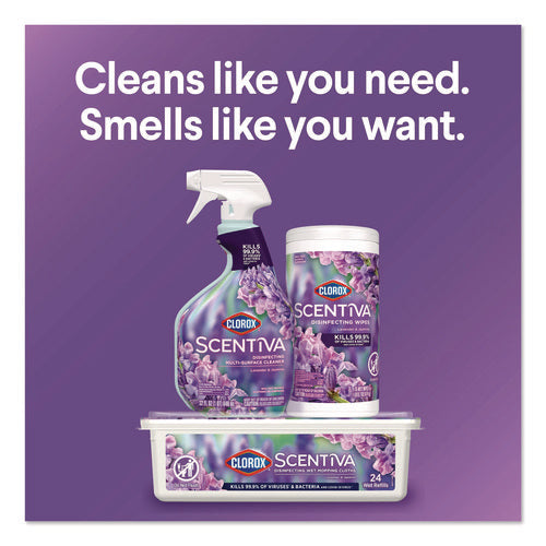 Scentiva Disinfecting Multi-surface Cleaner, Bleach Free, Lavender And Jasmine, 32 Oz Spray Bottle, 9/carton