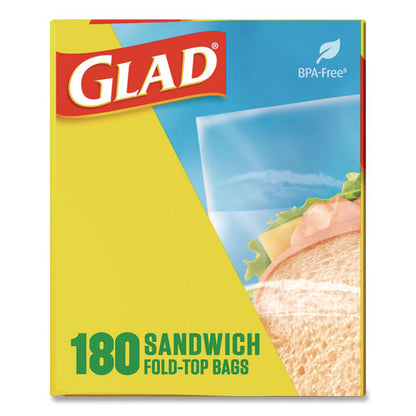 Fold Top Food Storage Plastic Sandwich Bags, 6.5 X 5.5, Clear, 180 Bags/box, 12 Boxes/carton