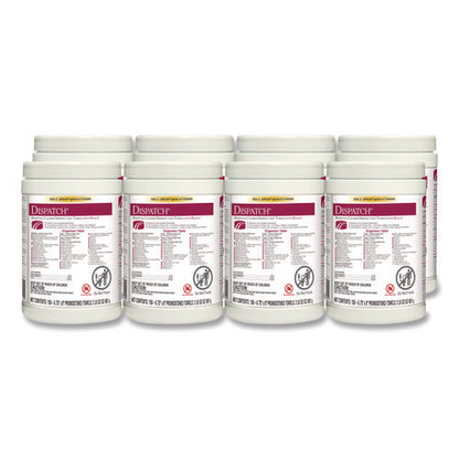 Dispatch Hospital Cleaner Disinfectant Towels W/bleach, 1-ply, 6.75 X 8, Unscented, White, 150/canister, 8 Canisters/carton