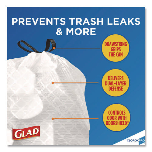 Cloroxpro Forceflex Tall Kitchen Drawstring Trash Bags, 13 Gal, 24 X 27.38, Gray, 100/box