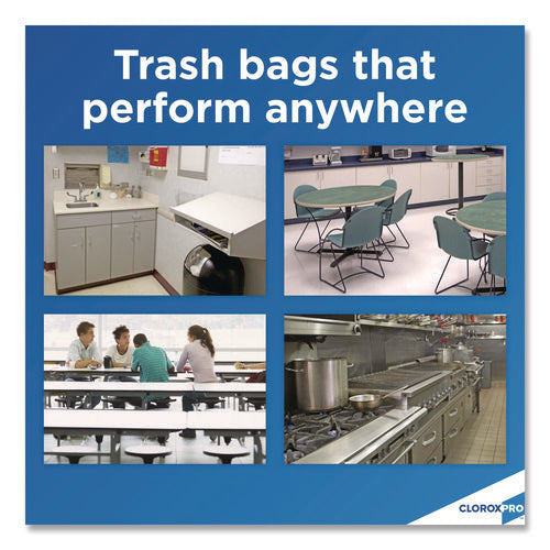 Cloroxpro Forceflex Tall Kitchen Drawstring Trash Bags, 13 Gal, 24 X 27.38, Gray, 100/box