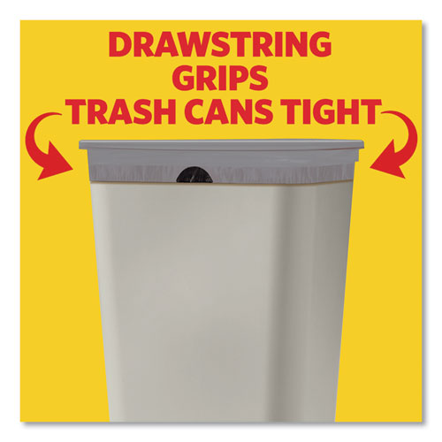 Tall Kitchen Drawstring Trash Bags With Leakguard, 13 Gal, Unscented, 23.47" X 25.38", White, 120/box