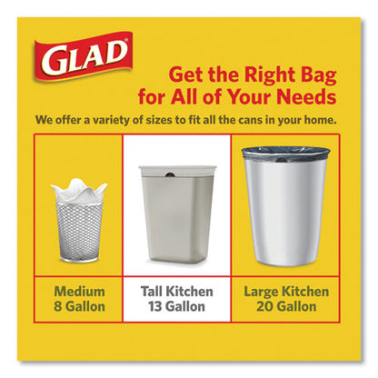 Tall Kitchen Drawstring Trash Bags With Leakguard, 13 Gal, Unscented, 23.47" X 25.38", White, 120/box