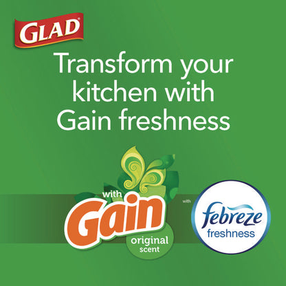 Forceflex Kitchen Drawstring Trash Bags, 13 Gal, Gain Original Scent, 24 X 27.38, White, 80/box