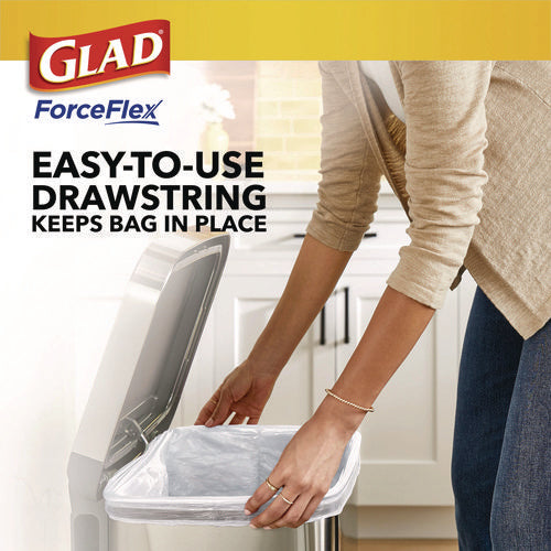 Forceflex Kitchen Drawstring Trash Bags, 13 Gal, Gain Lavender With Febreze Freshness, 24 X 27.38, White, 80/box