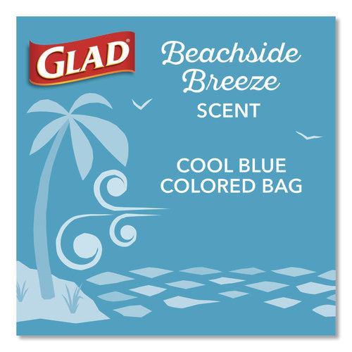 Odorshield Small Drawstring Trash Bags, 4 Gal, Beachside Breeze Scent, 0.5 Mil, 18" X 17", Blue, 80/box