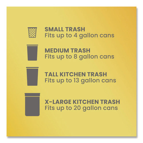 Forceflex Tall Kitchen Drawstring Trash Bags, 13 Gal, Gain Lavender With Febreze Freshness, 10.18 X 9.81, White, 110/box