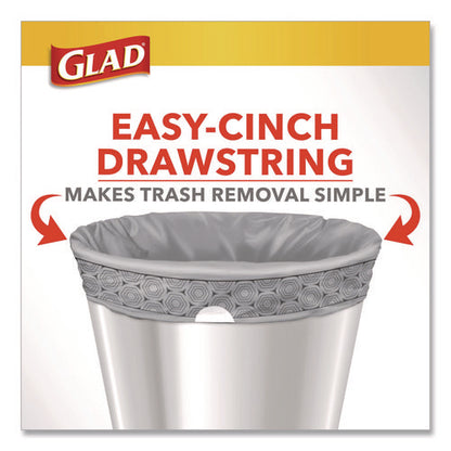 Medium Drawstring Trash Bags With Clorox, 8 Gal, Lemon Fresh Bleach Scent, 0.74 Mil, 23" X 21.63", Gray, 26/box