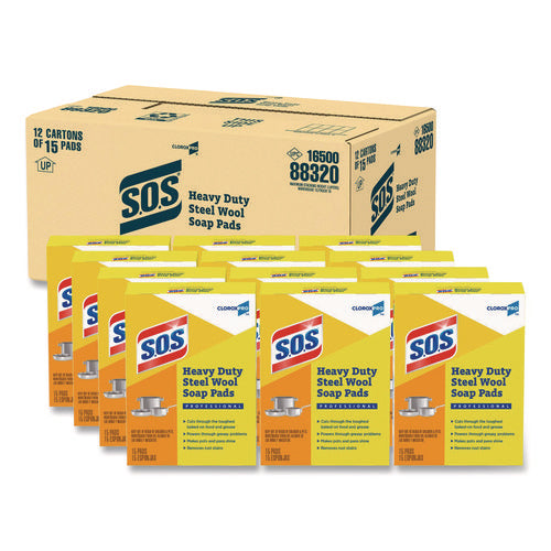 Steel Wool Soap Pads, 2.4 X 3, Steel, 15 Pads/box, 12 Boxes/carton