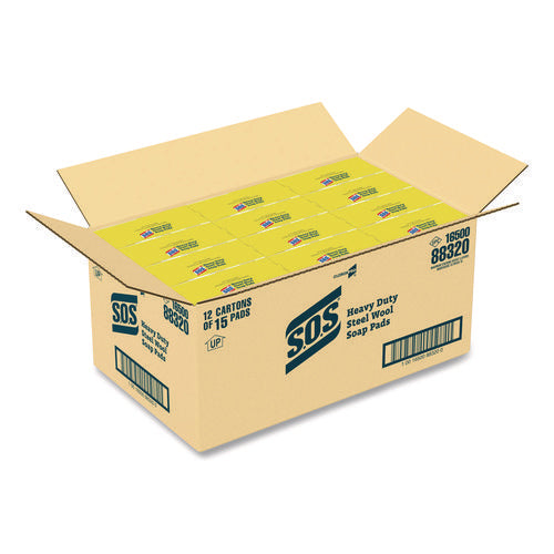 Steel Wool Soap Pads, 2.4 X 3, Steel, 15 Pads/box, 12 Boxes/carton