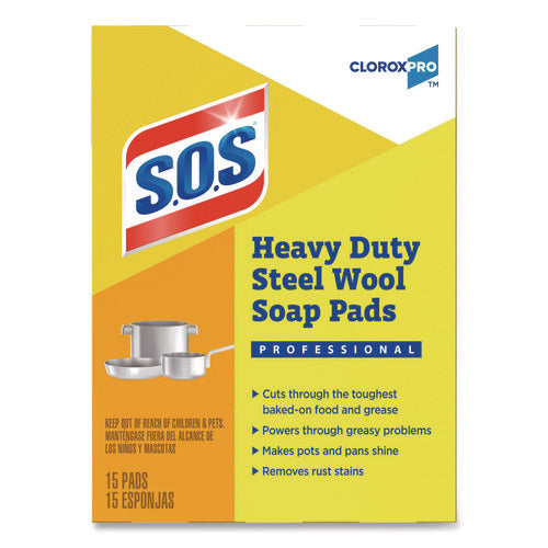 Steel Wool Soap Pads, 2.4 X 3, Steel, 15 Pads/box, 12 Boxes/carton