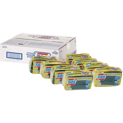 Heavy Duty Scrubber Sponge, 2.5 X 4.5, 0.9" Thick, Yellow/green, 3/pack, 8 Packs/carton